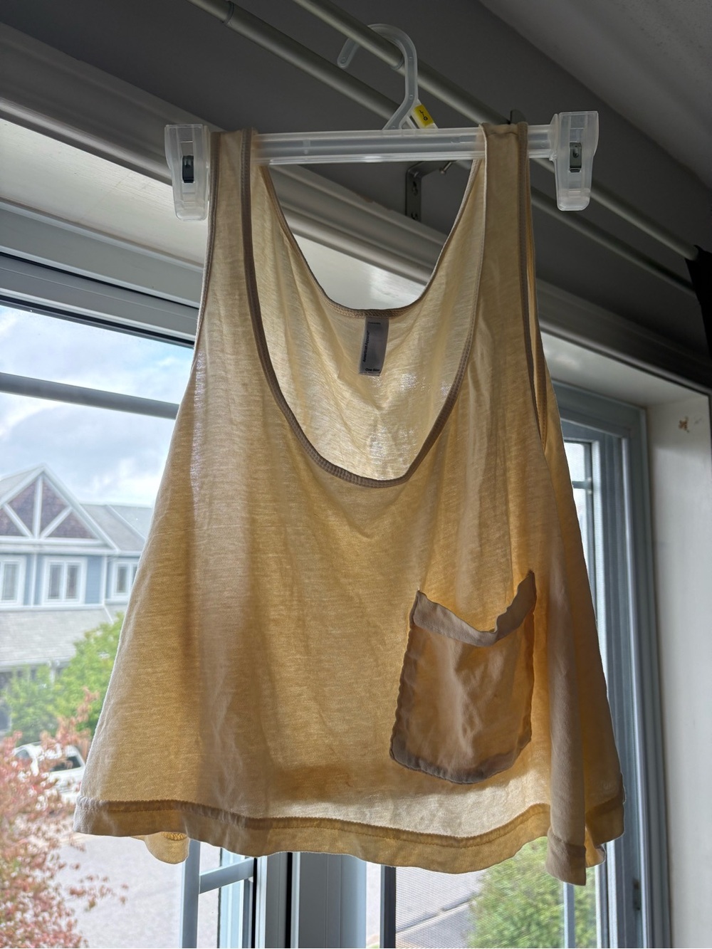 American Apparel Lightweight Butter Yellow Scoop Neck Tank Top with Pocket